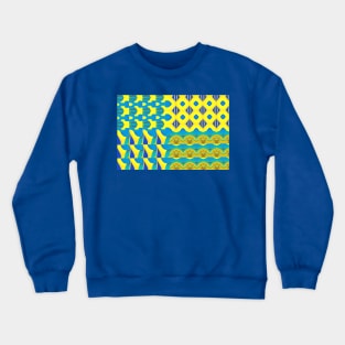 Yellow and Blue Abstract Pattern Crewneck Sweatshirt